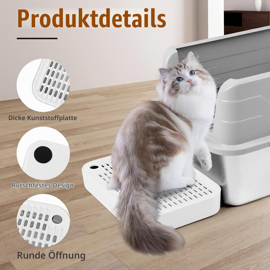 Katzentreppe, Katzentoilette Rampenmatte mit Filterfunktion, Katzenklo Stufen für automatische selbs
