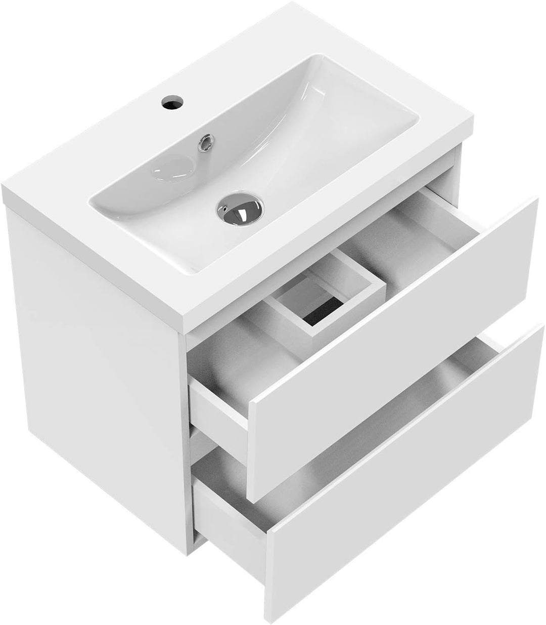 Aica Sanitär Waschtisch mit Unterschrank 60 cm Badmöbel Set mit Waschbecken Mineralguss Gäste WC Wei
