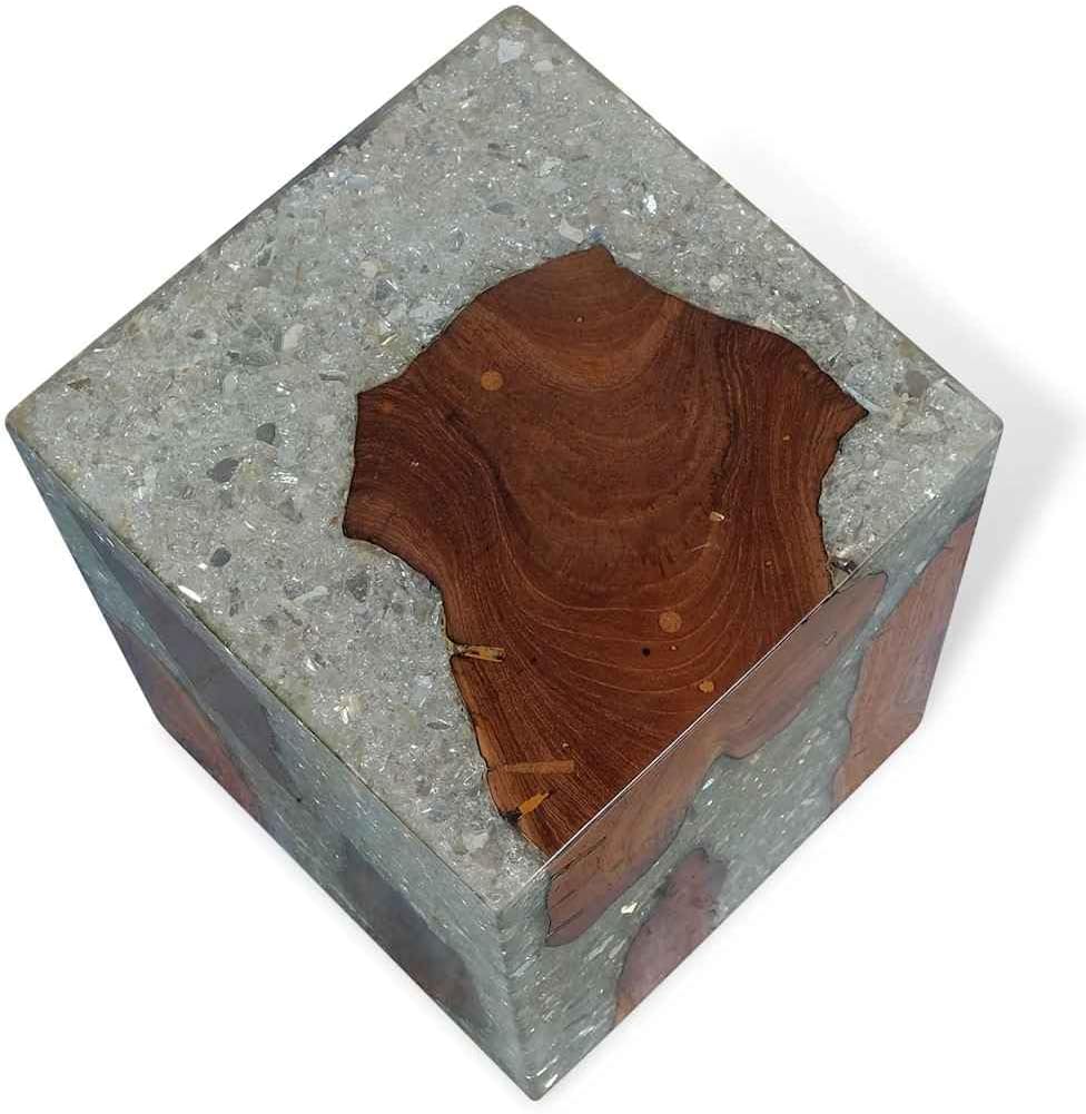 vidaXL Teak Massivholz Hocker Sitzhocker Fusshocker Beistelltisch Harz 30x30x40cm