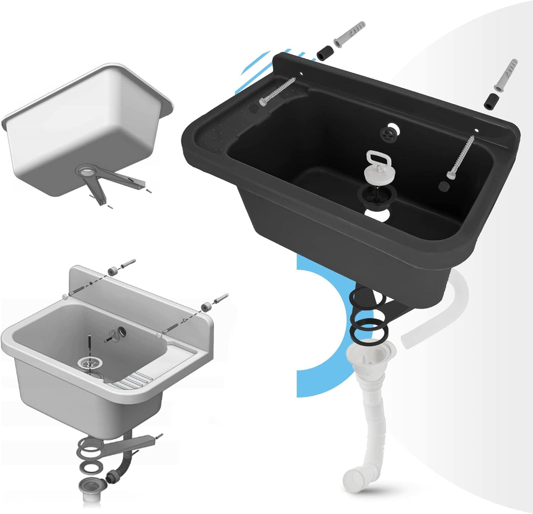 Instalguru Utility Waschbecken Regal Garten Garage Outdoor Indoor 50 cm x 34 cm x 21 cm Spülbecken S