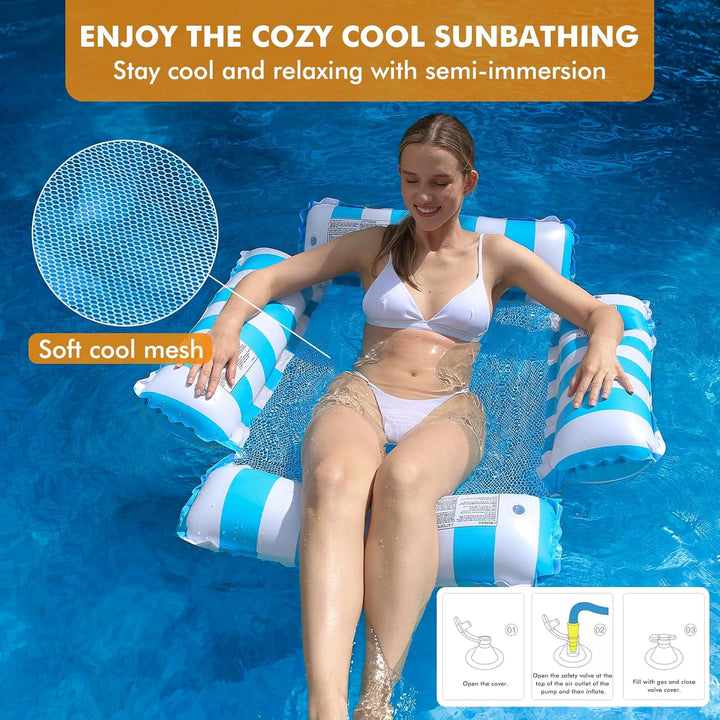 Aufblasbare Pool-Schwimmer-Stuhl-Lounge für Erwachsene und Kinder, die Schwimmen, Streifen-Muster-Sc