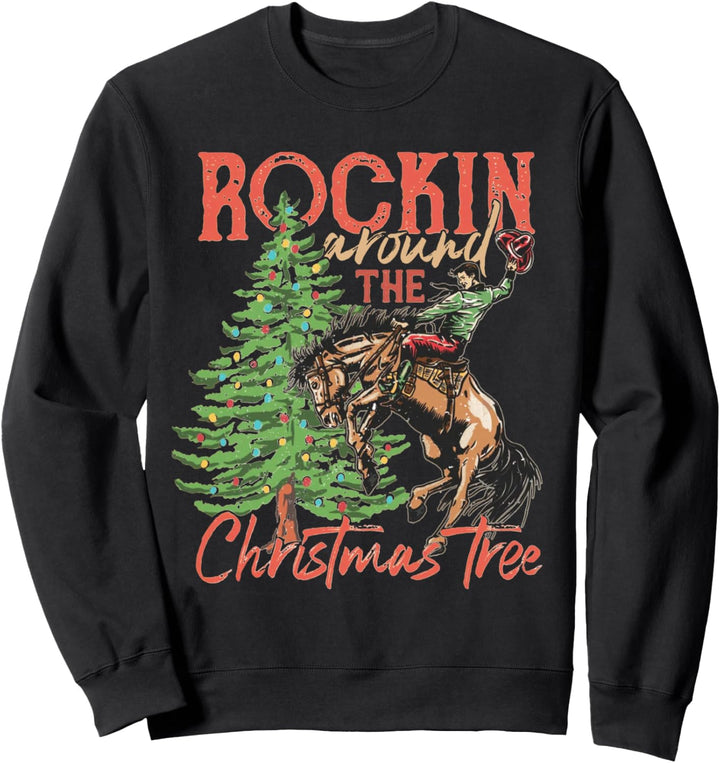 Rocking Around The Christmas Tree Cowboy-Pferd Sweatshirt