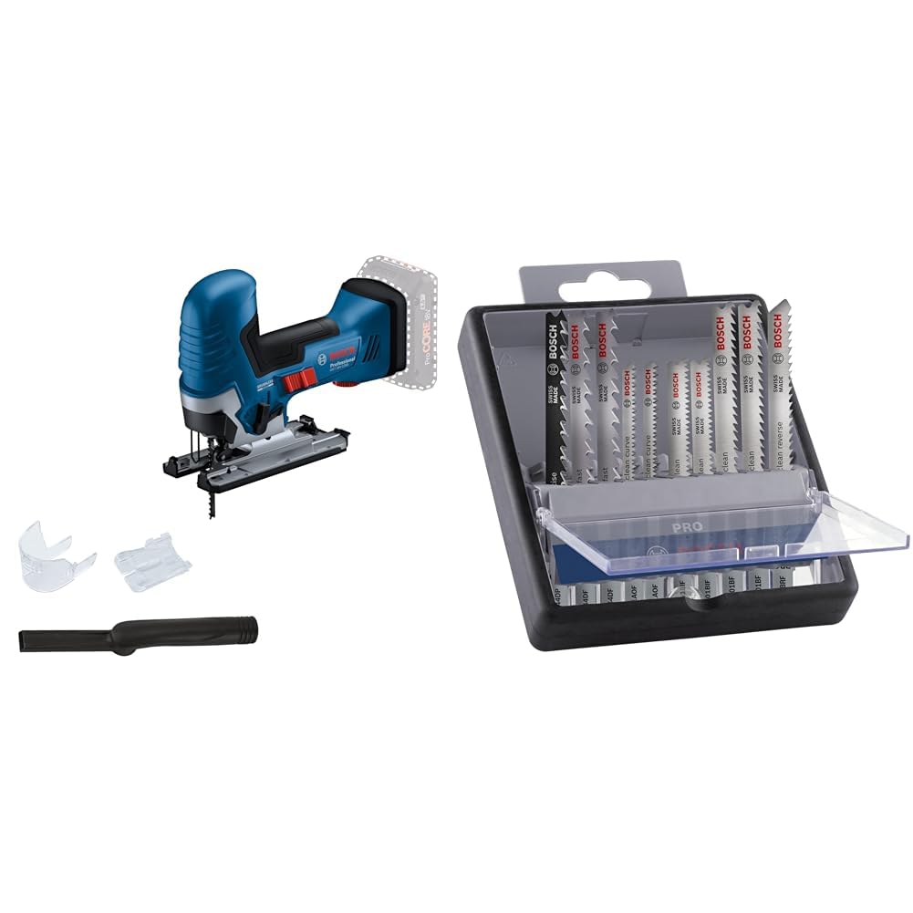 Bosch Professional 18V System Akku Stichsäge GST 18V-125 S + 10x PRO Hardwood and Laminate Stichsäge