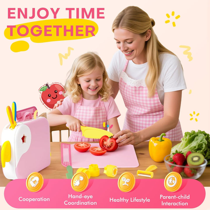 Kindermesser set - Kinder Sicherheit Küchenmesser für Echtes Kochen mit Aufbewahrungsbox, Gemüse Aus