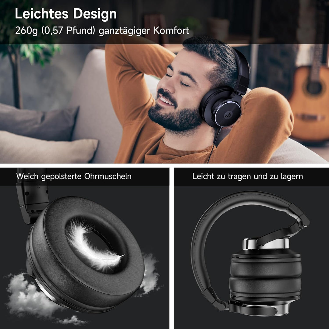 syndesmos Over Ear Kopfhörer mit Kabel, 50mm Treiber DJ Kopfhörer Professionell Studio Kopfhörer 3,5