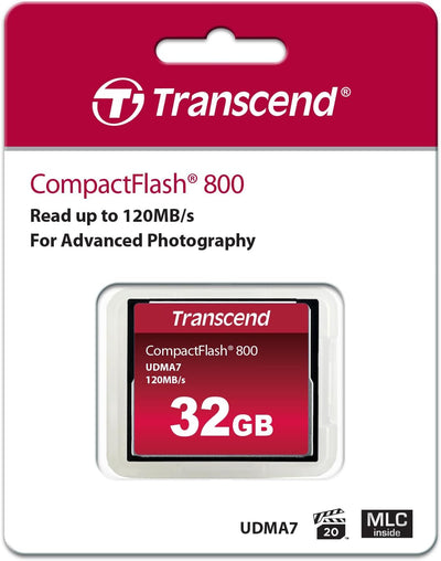 Transcend 32 GB CompactFlash 800 Speicherkarte TS32GCF800 32GB CF800x, 32GB CF800x
