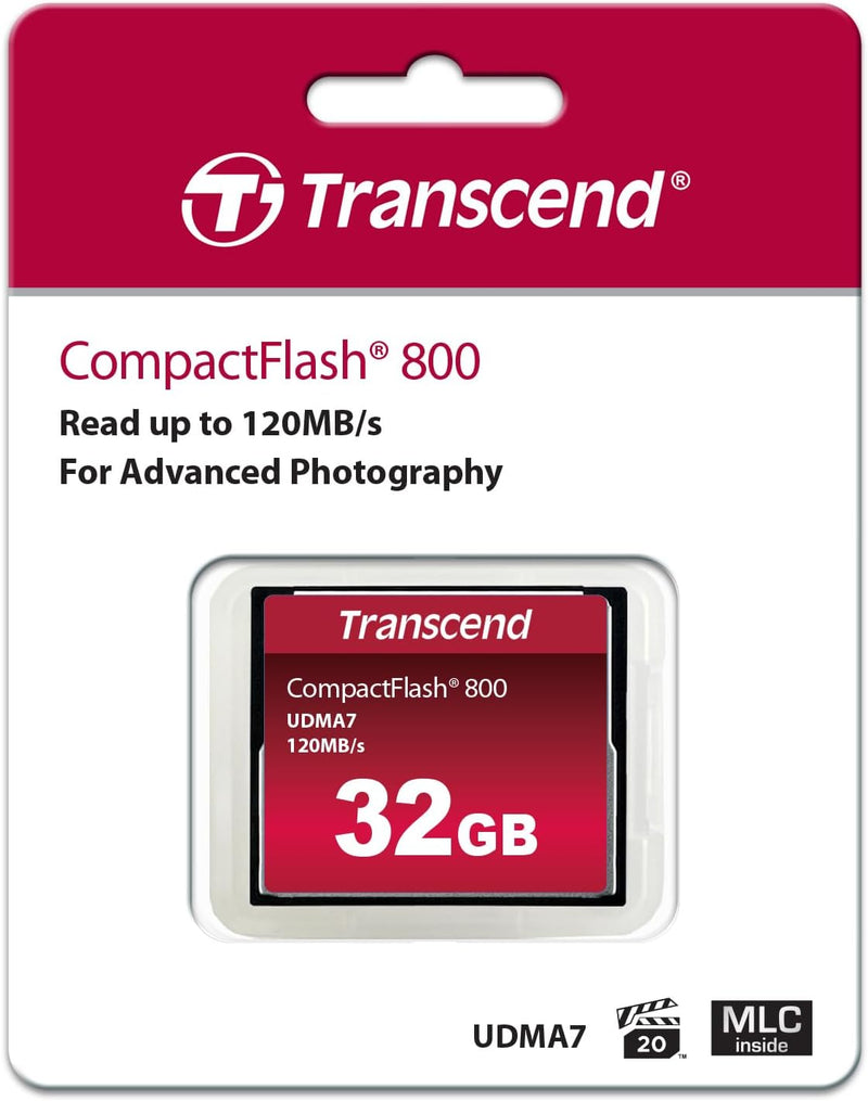 Transcend 32 GB CompactFlash 800 Speicherkarte TS32GCF800 32GB CF800x, 32GB CF800x