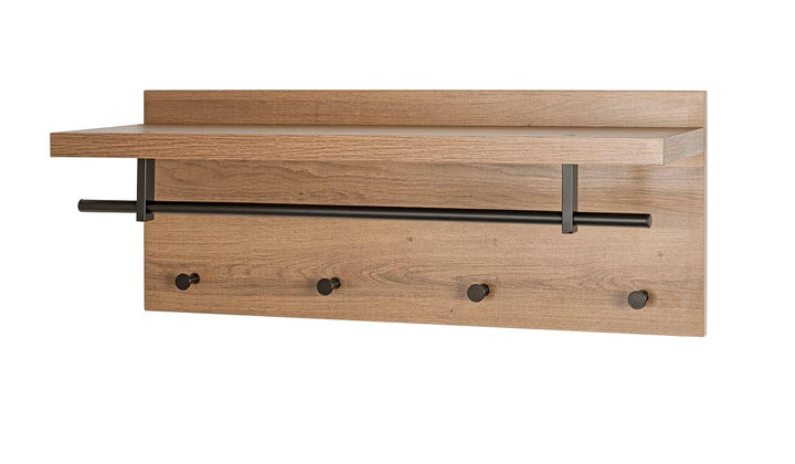 HAKU Möbel Wandgarderobe, eiche, schwarz, 75 x 26 x H 30