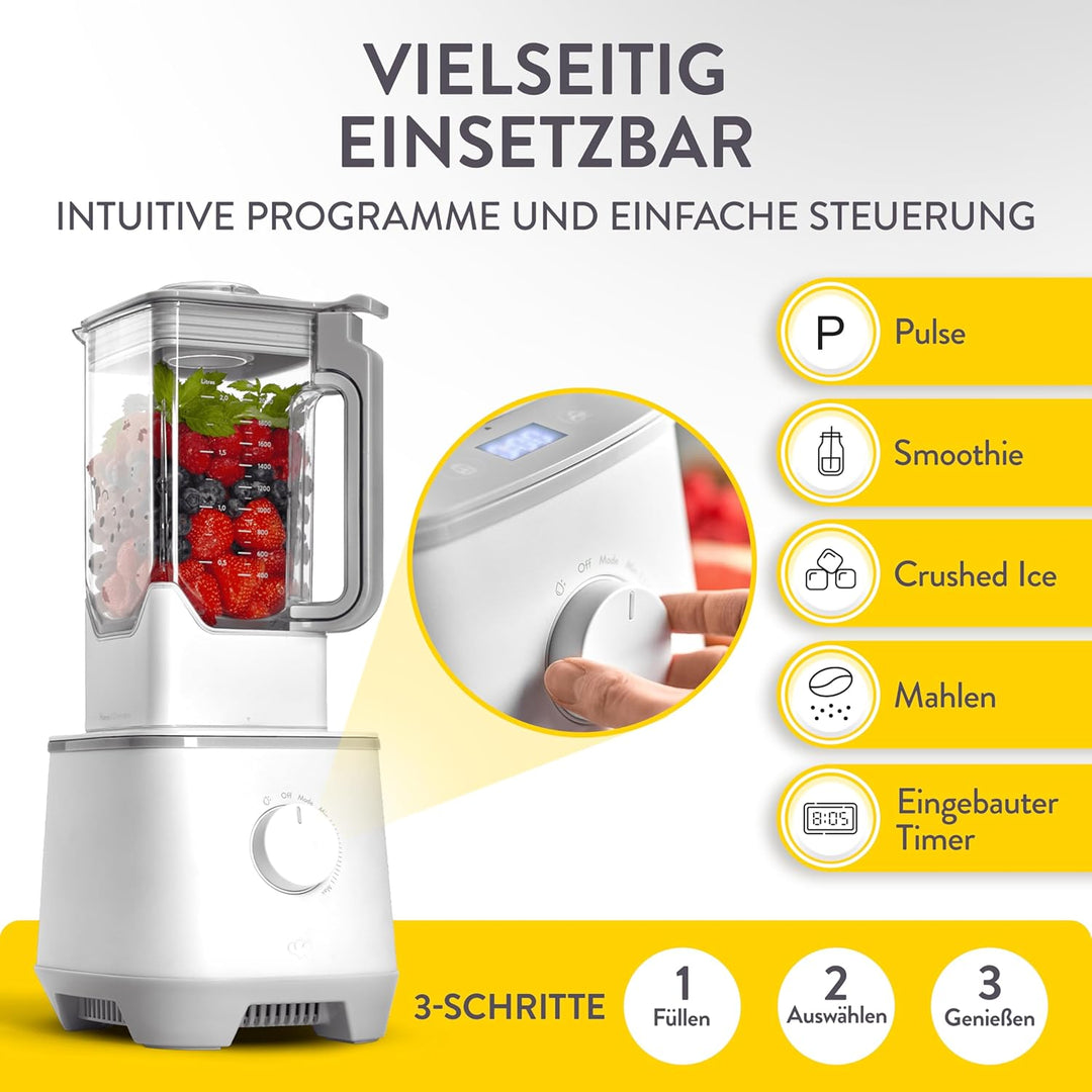SPRINGLANE Hochleistungsmixer Hanno 2000 W, 32.000 U/min, 4 Programme, Selbstreinigungsfunktion, Sta