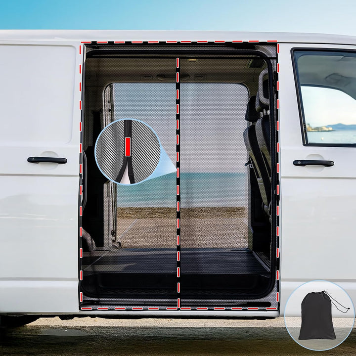 Moskitonetz Magnetisch für VW T5 T6 Schiebetür | Insektennetz & Fliegengitter mit Schattennetz | Son