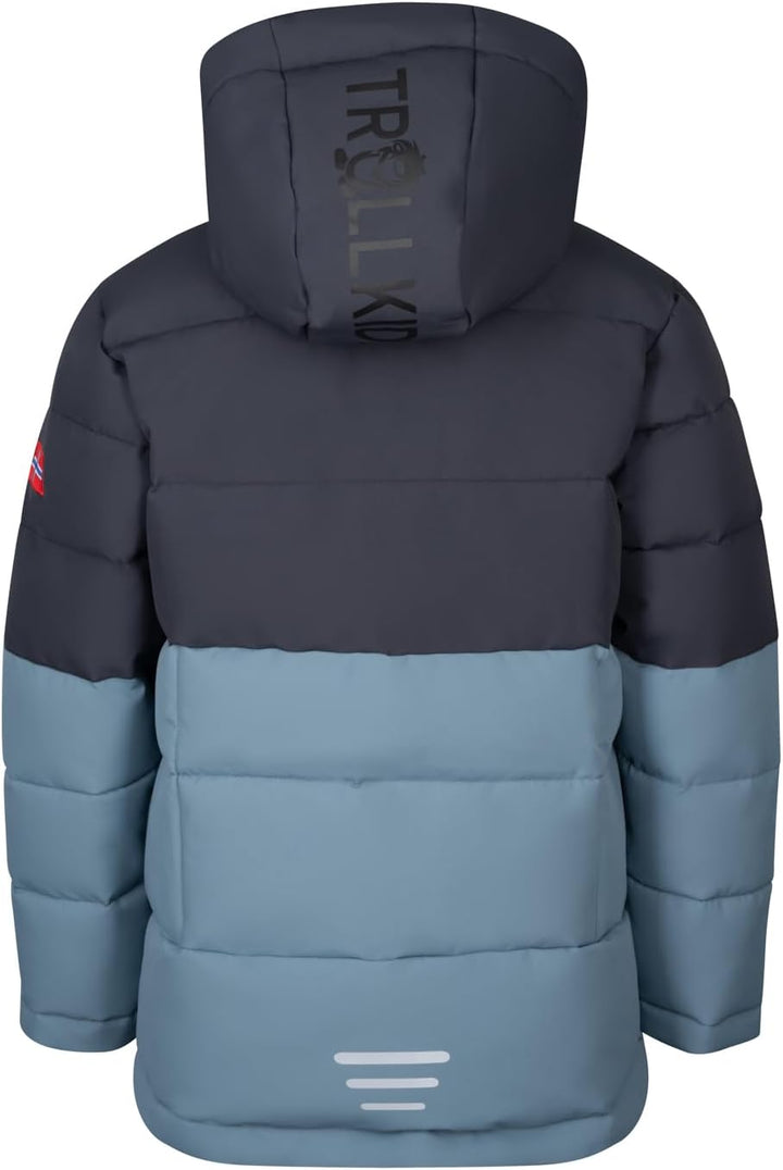 Trollkids Winterjacke Gryllefjord, 104 Schwarz/Stahlblau/Mango