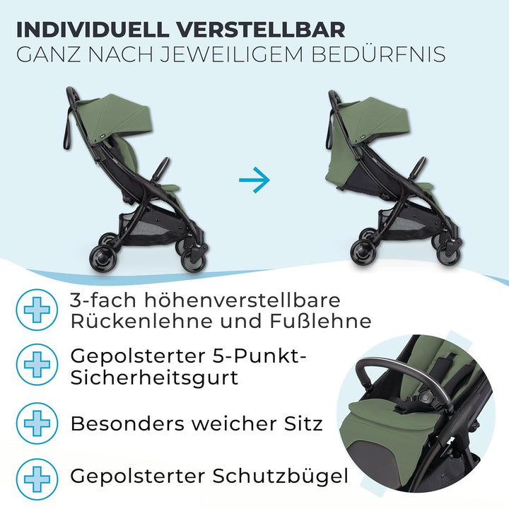 GLOBBER STROLL LITE Kinderwagen – Baby Stroller bis 22 kg - Buggy klein zusammenklappbar - Reisebugg