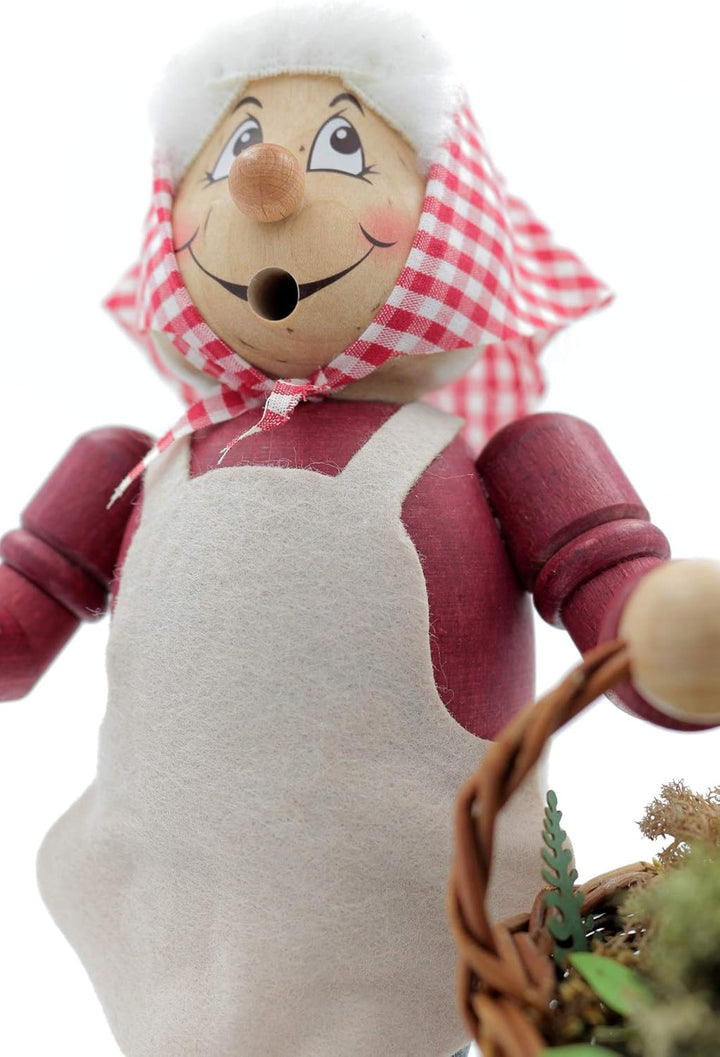 Kuhnert - Original Erzgebirgische Holzkunst Räuchermann Räucherfigur 22cm - Kräuterfrau