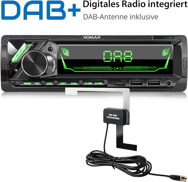 XOMAX XM-RD283 Autoradio mit integriertem DAB+ Tuner, FM RDS, Bluetooth Freisprecheinrichtung, USB,