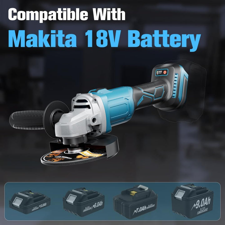 1200W Akku Winkelschleifer für Makita Akku 18V (Ohne Akku), 125mm Akku Flex mit 4 Geschwindigkeiten,