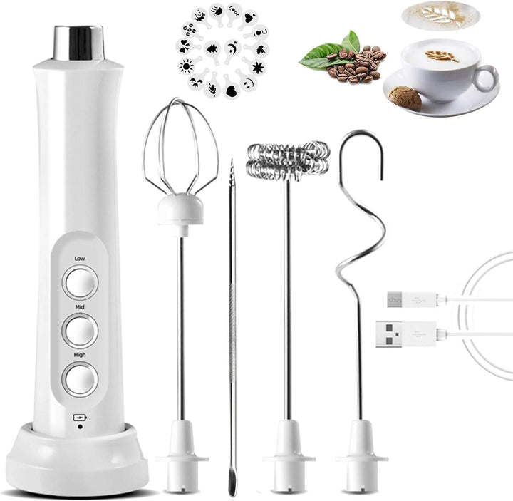 Milchaufschäumer, Wiederaufladbarer USB-Milchaufschäumer Handheld Electric 3-Gang-Schaumbildner Mit