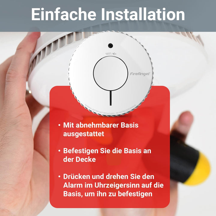 Fire Angel Optischer Rauchmelder - Q-Label - Rauchmelder mit 10 Jahre Batterie für Ihr Heim mit Test