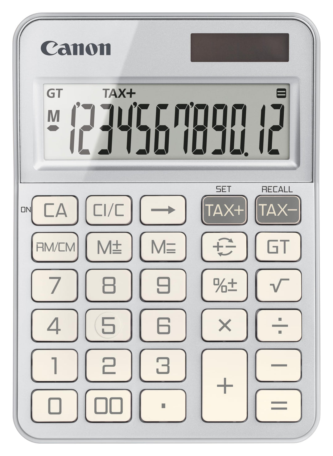 Canon KS-125KB Taschenrechner (Solar- und Batteriebetrieb, 12 Stellen) Silber, Silber