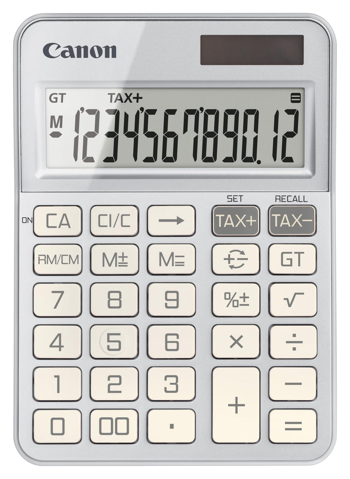 Canon KS-125KB Taschenrechner (Solar- und Batteriebetrieb, 12 Stellen) Silber, Silber