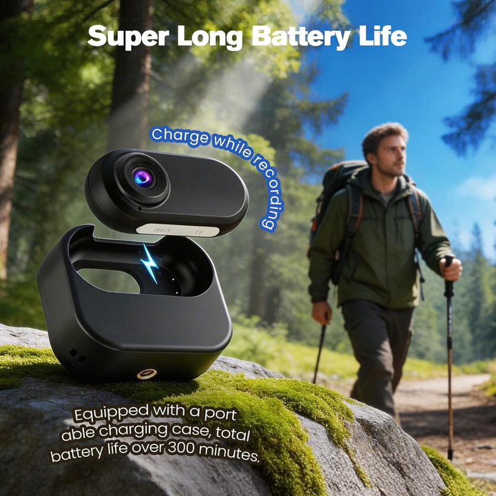 1080P Mini Körperkamera mit Akku-Case & 128GB – Daumengrosse Action Cam für Hände-frei Aufnahme, Fah