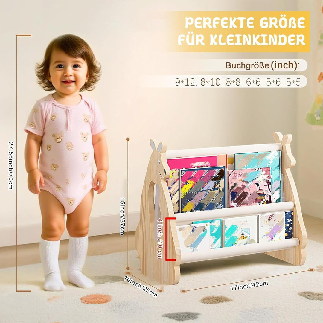 Kinder Bücherregal Holz - Bücherregal Montessori Kinderzimmer Möbel, Montessori Regal für Kinderzimm