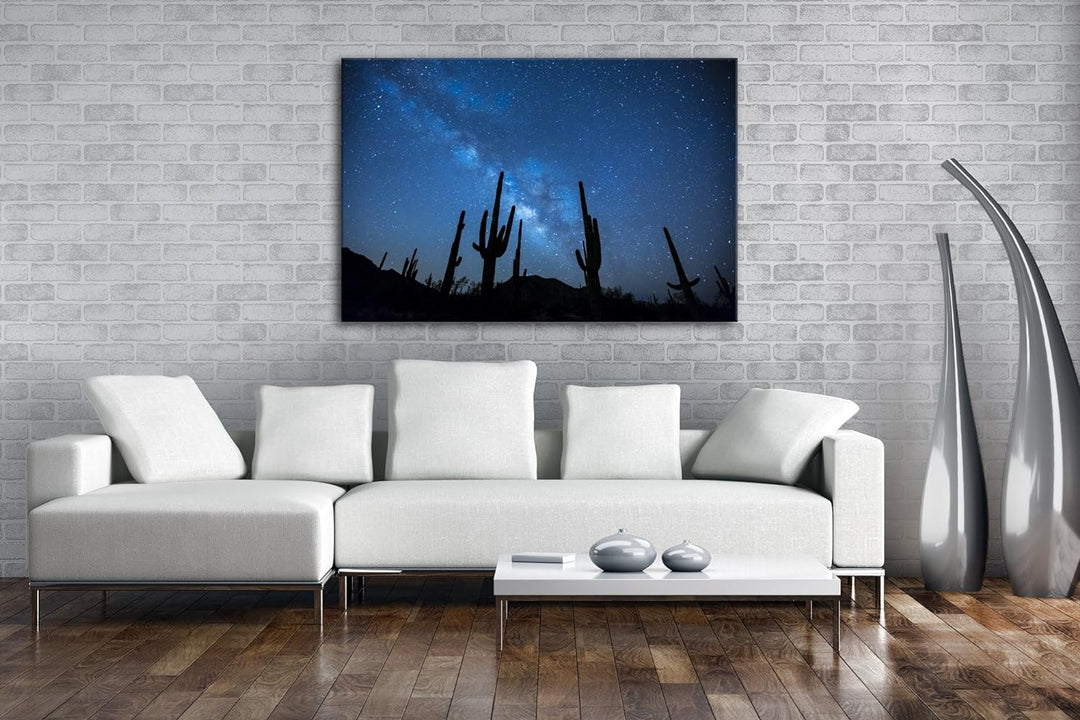 atemberaubender Sternenhimmel in der Wüste Format: 80x60 als Leinwandbild, Motiv fertig gerahmt auf