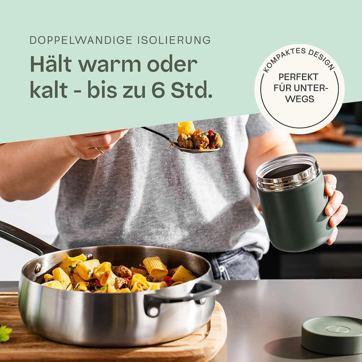 Berghoff Home Thermobehälter für Essen – 0,35L – Edelstahl Warmhaltebehälter – Thermobecher für Getr