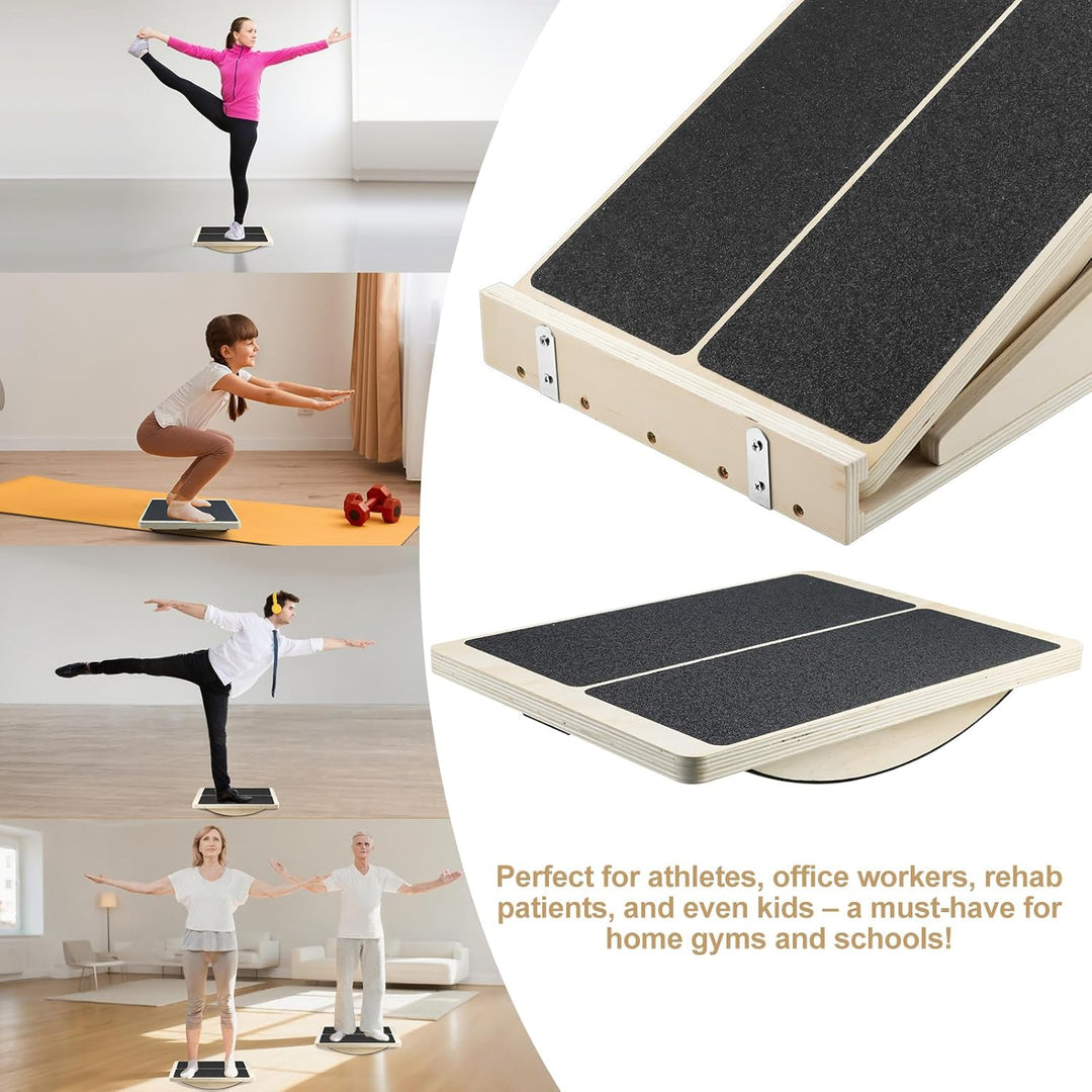 Qingning 2-in-1 Professionelles Schrägbrett aus Holz, Verstellbares Neigungsbrett und Wadendehner, S