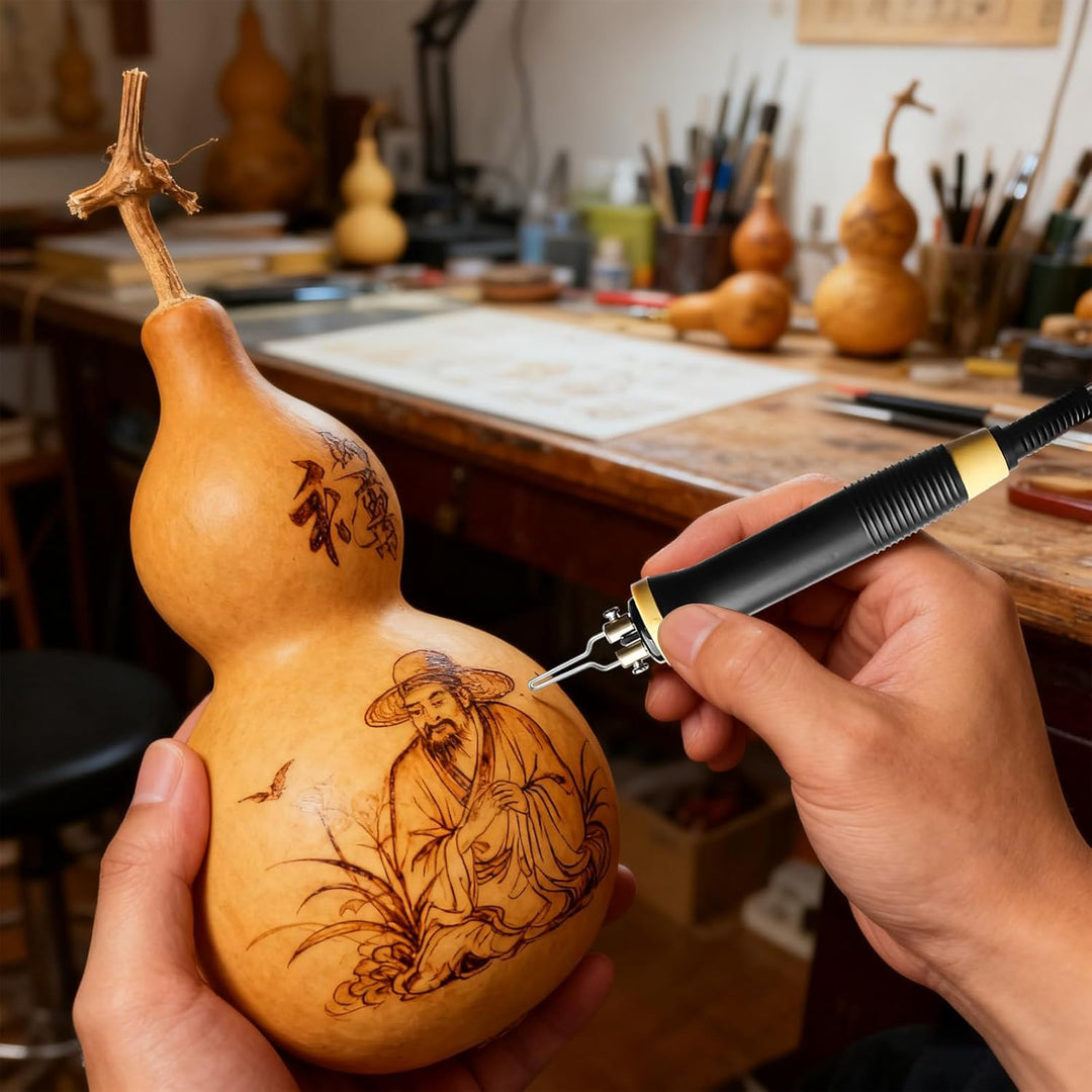 Brandmalstation, Brandmalerei Set mit 30 Drahtspitzen, Brandmalerei-Maschine, abnehmbarer Holzverbre