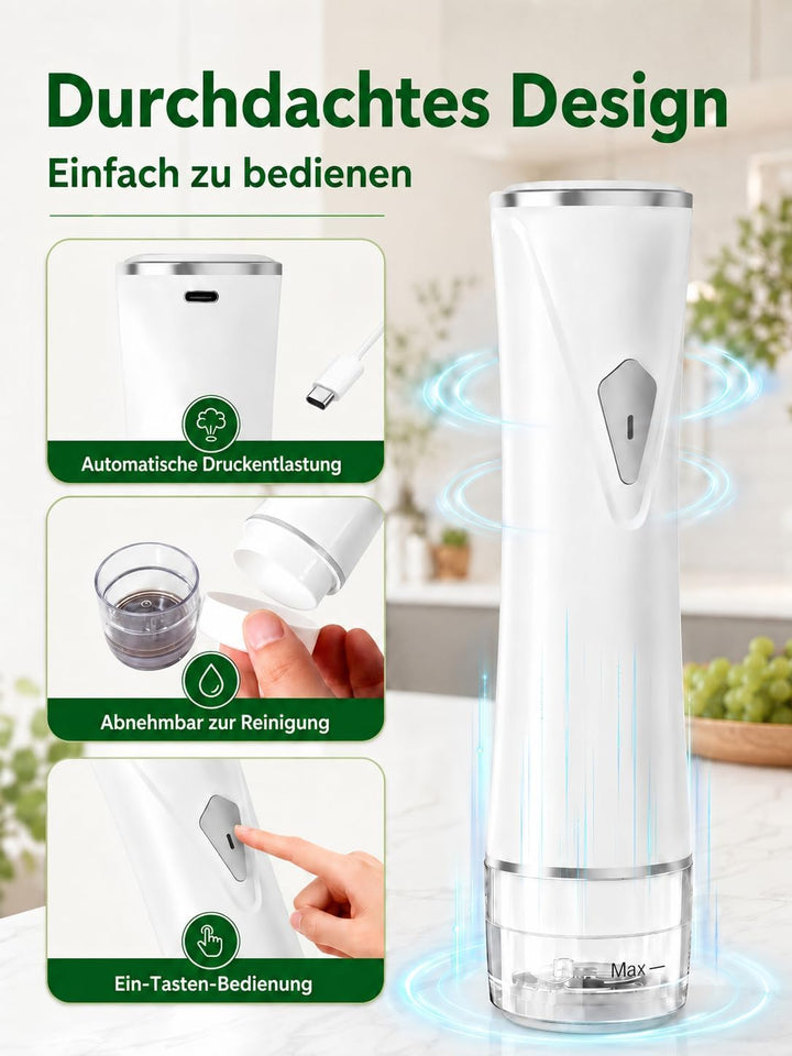 Vakuumiergerät für Lebensmittel, USB-aufladbarer Vakuumierer mit Flüssigkeitsbehälter, inkl. 30 wied