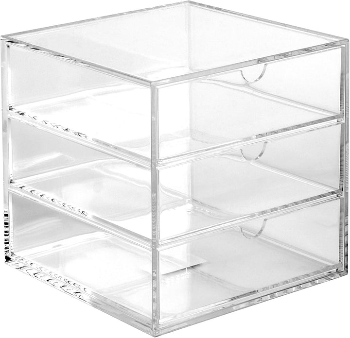 OSCO A3TSL Magazin mit 3 Schubladen aus klarem Acryl im Querformat farblos & klein transparent P0002