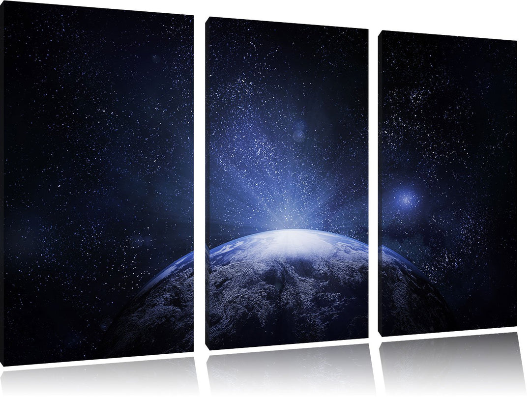 Pixxprint Sicht vom Mond auf die Erde 3-Teiler Leinwandbild 120x80 Bild auf Leinwand