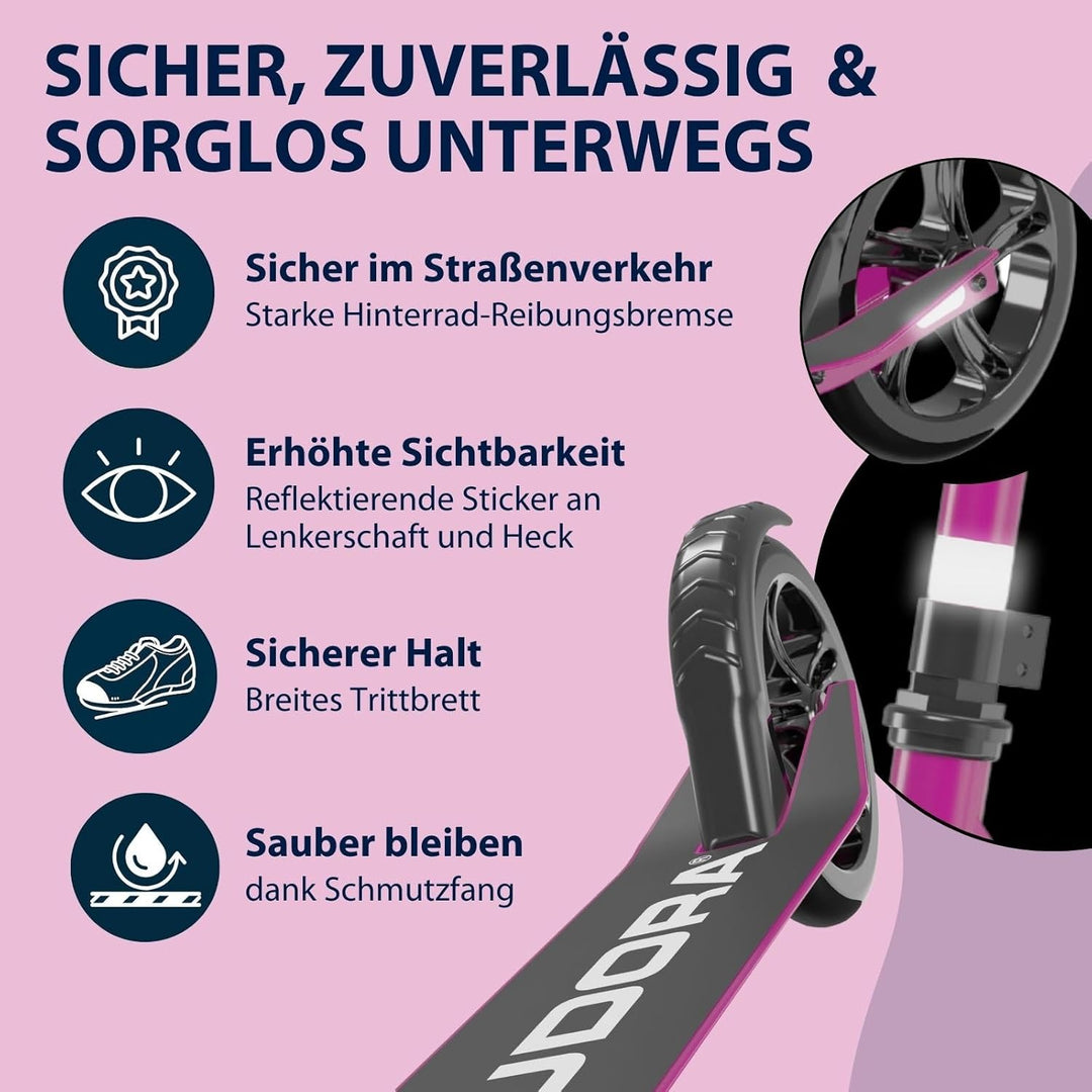 HUDORA Scooter Start 200, Stabiler Aluminium-Roller, Höhenverstellbarer & zusammenklappbarer Cityrol