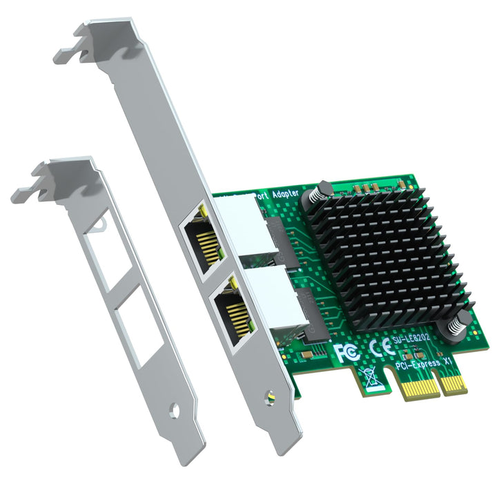 GLOTRENDS LE8202 2-Port Gigabit PCIe Ethernet Netzwerkkarte, 2 x RTL8111H Chip, 2 x RJ45 LAN Port, P