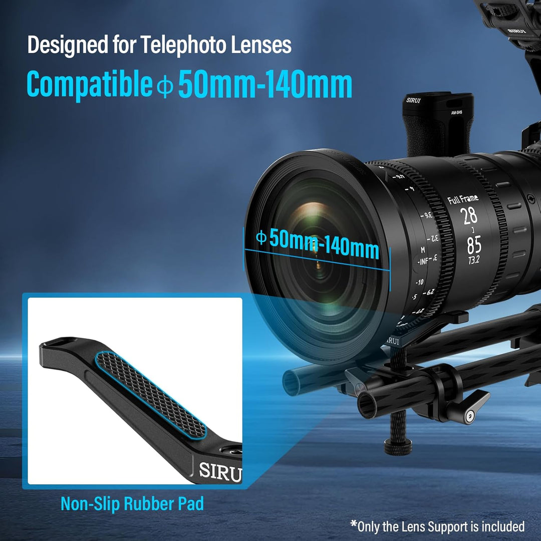 SIRUI AM-LB35 kameraobjektiv Unterstützung Lens Support, universelle 15mm Stangenklemme, 55mm Höhenv