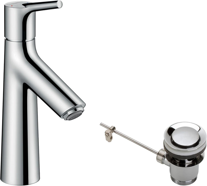 hansgrohe Wasserhahn Talis S (Armatur mit Auslauf Höhe 100mm und Zugstangen-Ablaufgarnitur) Chrom