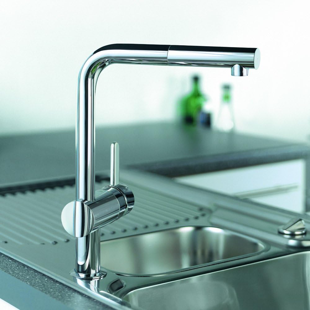 GROHE Flair - Einhand- Spültischarmatur (mit herausziehbarem Mousseurauslauf, L-Auslauf), chrom, 324