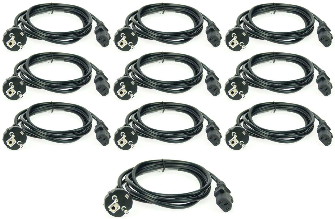 10 Stück Adam Hall 2 m Kaltgerätekabel Netzkabel schwarz 3 x 0,75 mm² CEE 7/7 - C13, K3PKD 0200 2 m