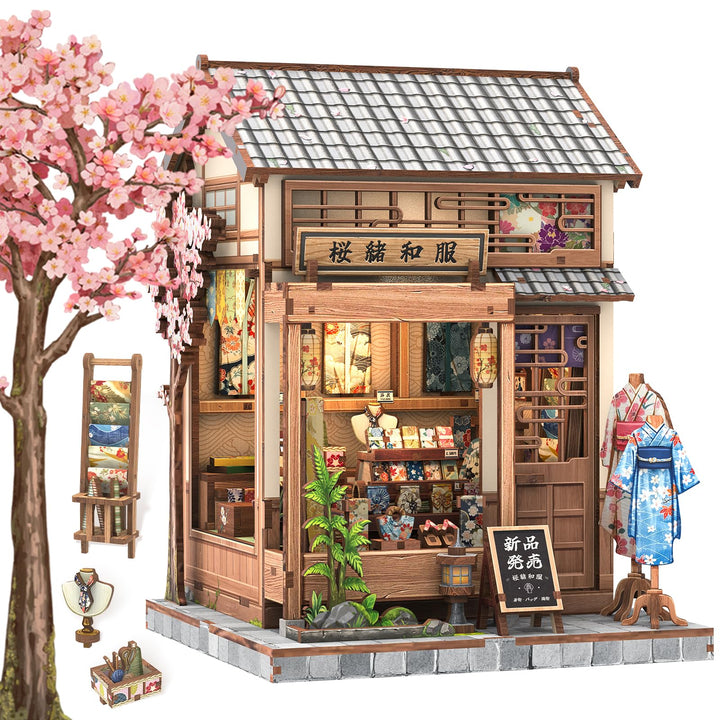 CUTEBEE Book Nook - 3D Puzzle im Japanischen Stil DIY Puppenhaus-Set, Bücherregal-Dekoration, Famili