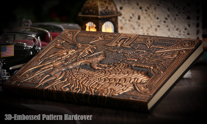 A.F.N.A.L Unliniertes Tagebuch – DND Drache Bronze 3D-geprägtes Kunstmuster Hardcover Notizbuch Gesc