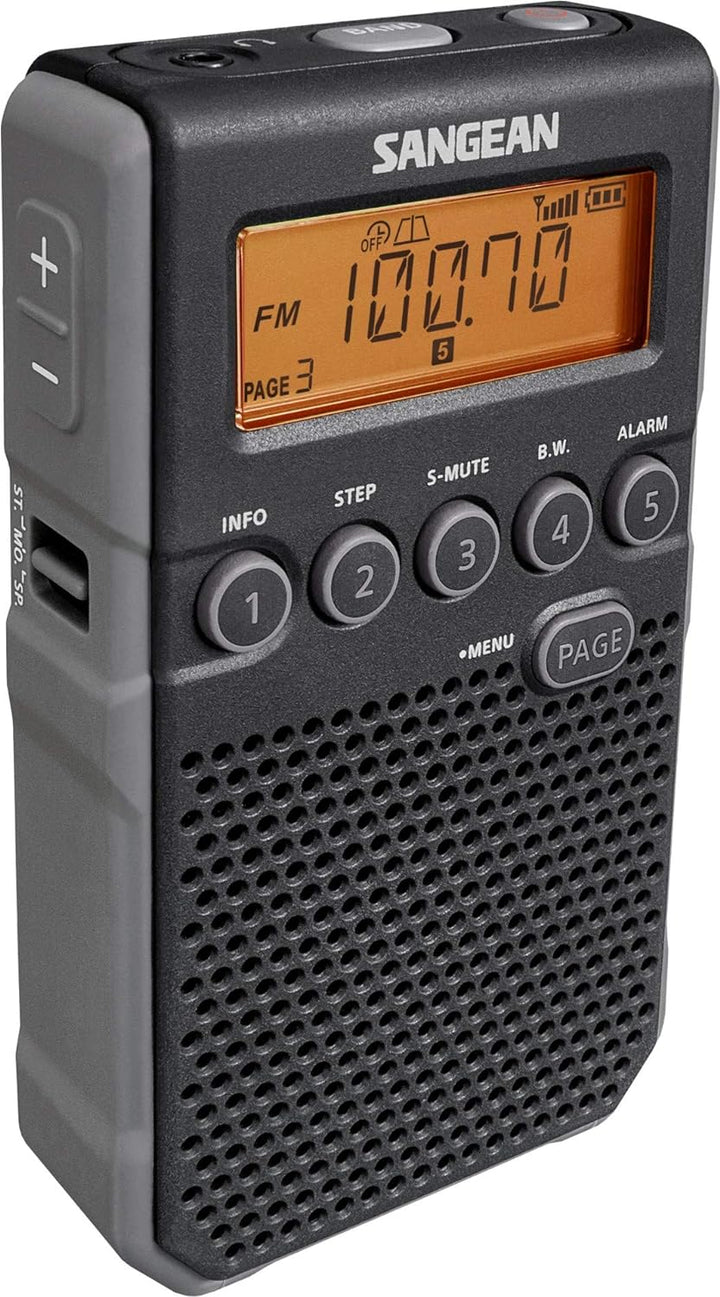 Sangean DT-800 Pocketradio, Taschenradio, Mini-Taschenradio -Schwarz, Schwarz
