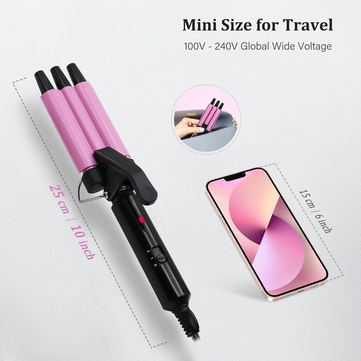 janelove 13mm mini Welleneisen für haare, Keramik mini Lockenstab für kurze haare, 180°C/210°C, 30s