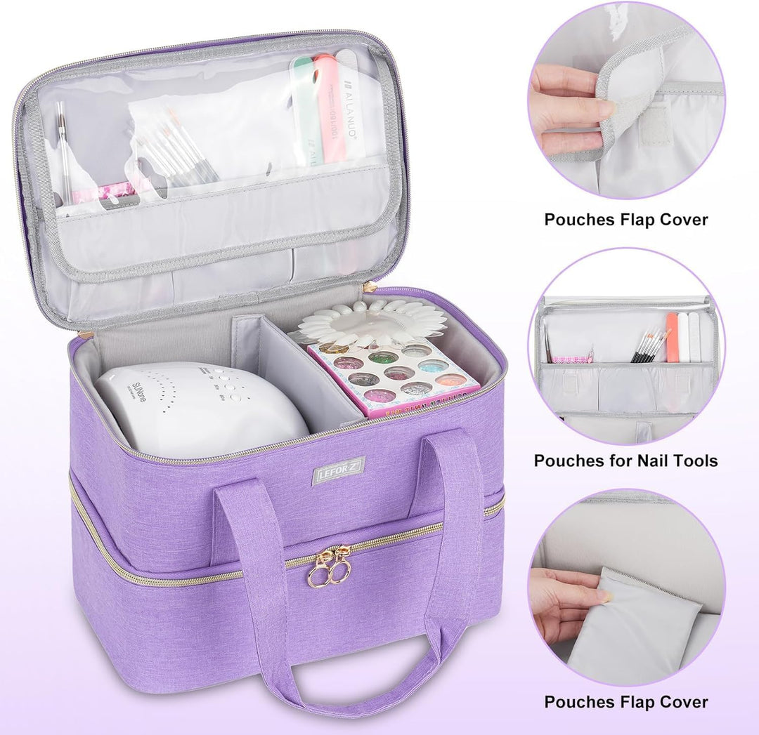 Nagellack Aufbewahrung Tasche - Doppelschichtige Nagellack Tasche Organizer für 40 Flaschen (15 ml-0
