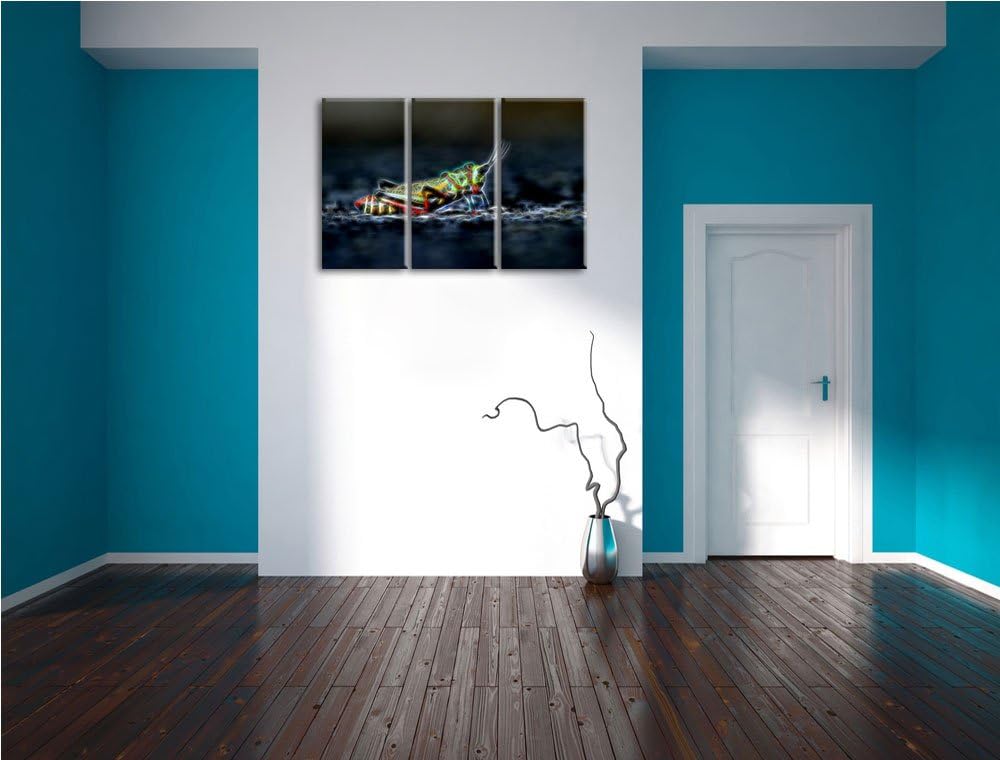 aussergewöhnliche Heuschrecke NewArt 3-Teiler Leinwandbild 120x80 Bild auf Leinwand, XXL riesige Bil