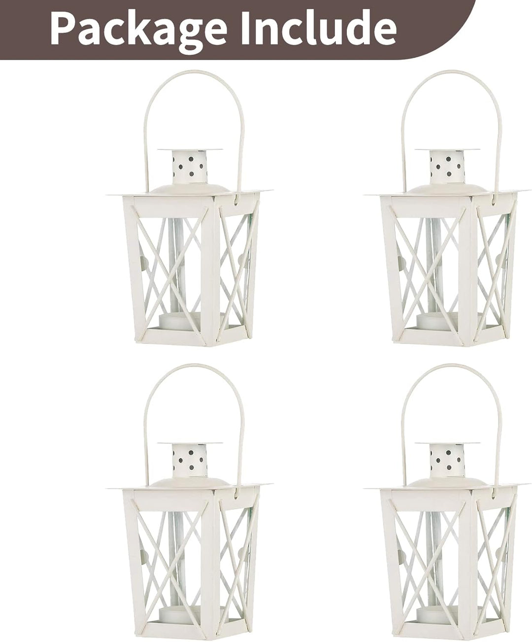 NUPTIO 4 Stück Lanterne en Verre à Terre Suspendue, Lanterne en Verre Portable, Petite Lanterne Rétr
