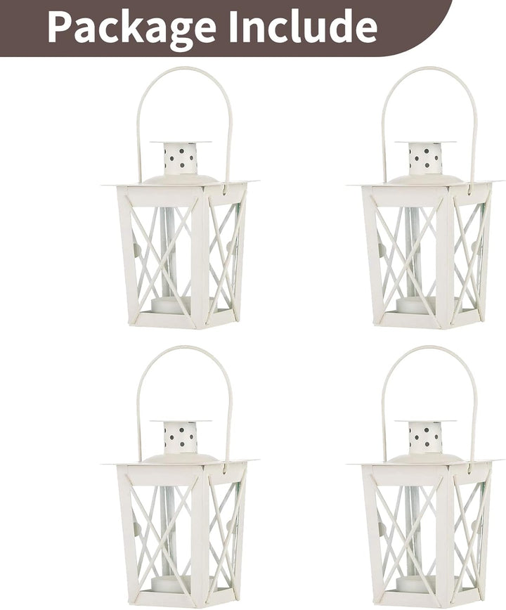 NUPTIO 4 Stück Lanterne en Verre à Terre Suspendue, Lanterne en Verre Portable, Petite Lanterne Rétr
