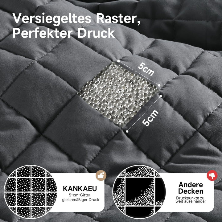 KANKAEU Gewichtsdecke 150x200cm 7kg - Weighted Blanket mit Glasperlen - Anti-Stress Decke gegen Schl