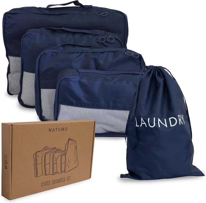 NATUMO Koffer Organizer Set, 5-teilig | Packing Cubes mit Wäschesack oder Schuhbeutel | Reise Packta