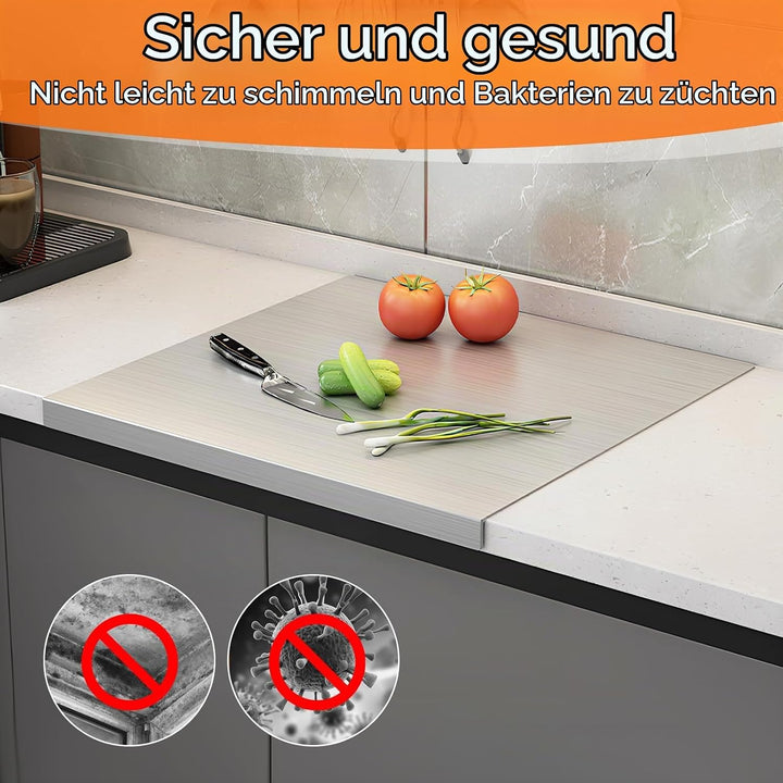 Focenat Edelstahl Schneidebrett 40 x 30cm, Arbeitsplatte Knetbrett Edelstahl, Schneidebrett mit Ansc