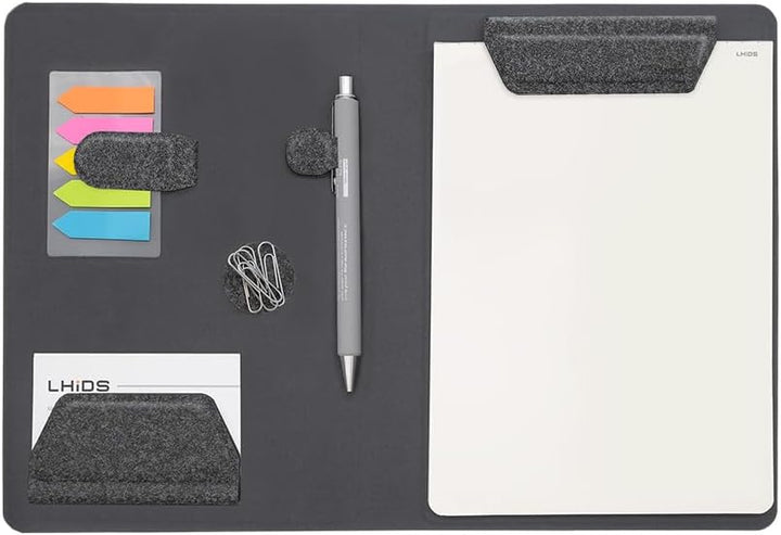 LHiDS Schreibmappe DIN A5 Klemmbrett Mappe, Multifunktionale Magnettafel mit Visitenkarte Halter, St